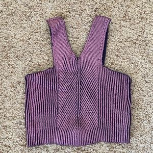 Metallic purple ribbed crop top
